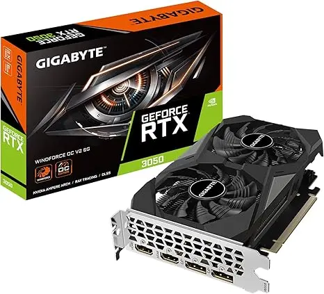 GIGABYTE GeForce RTX 3050 WINDFORCE OC V2 6G Graphics Card, 2X WINDFORCE Fans, 6GB GDDR6 96-bit GDDR6, GV-N3050WF2OCV2-6GD Graphics Card