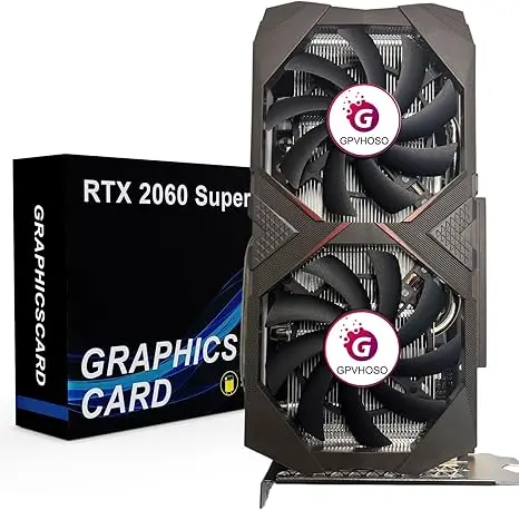 RTX 2060 Super 8GB Graphics Card 256Bit GDDR6 Video Card with Ray Tracing, Dual Fans, PCI Express x 16 3.0 HDMI Display Port DVI, Supports Up to 8K for Office Creative Work PC Gaming(renewed)