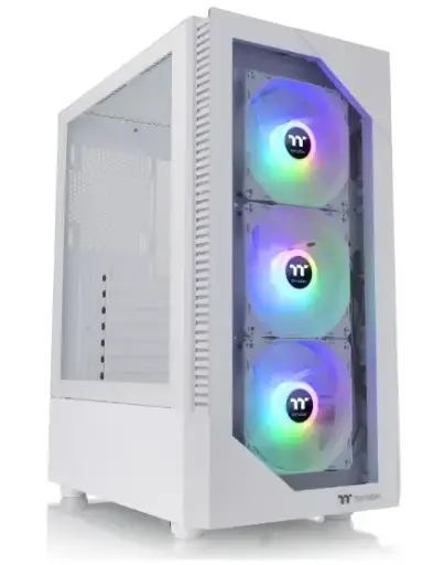 Thermaltake View 200 TG Snow ARGB Motherboard Sync ATX Tempered Glass Mid Tower Computer Case with 3x120mm Front ARGB Fan, CA-1X3-00M6WN-00